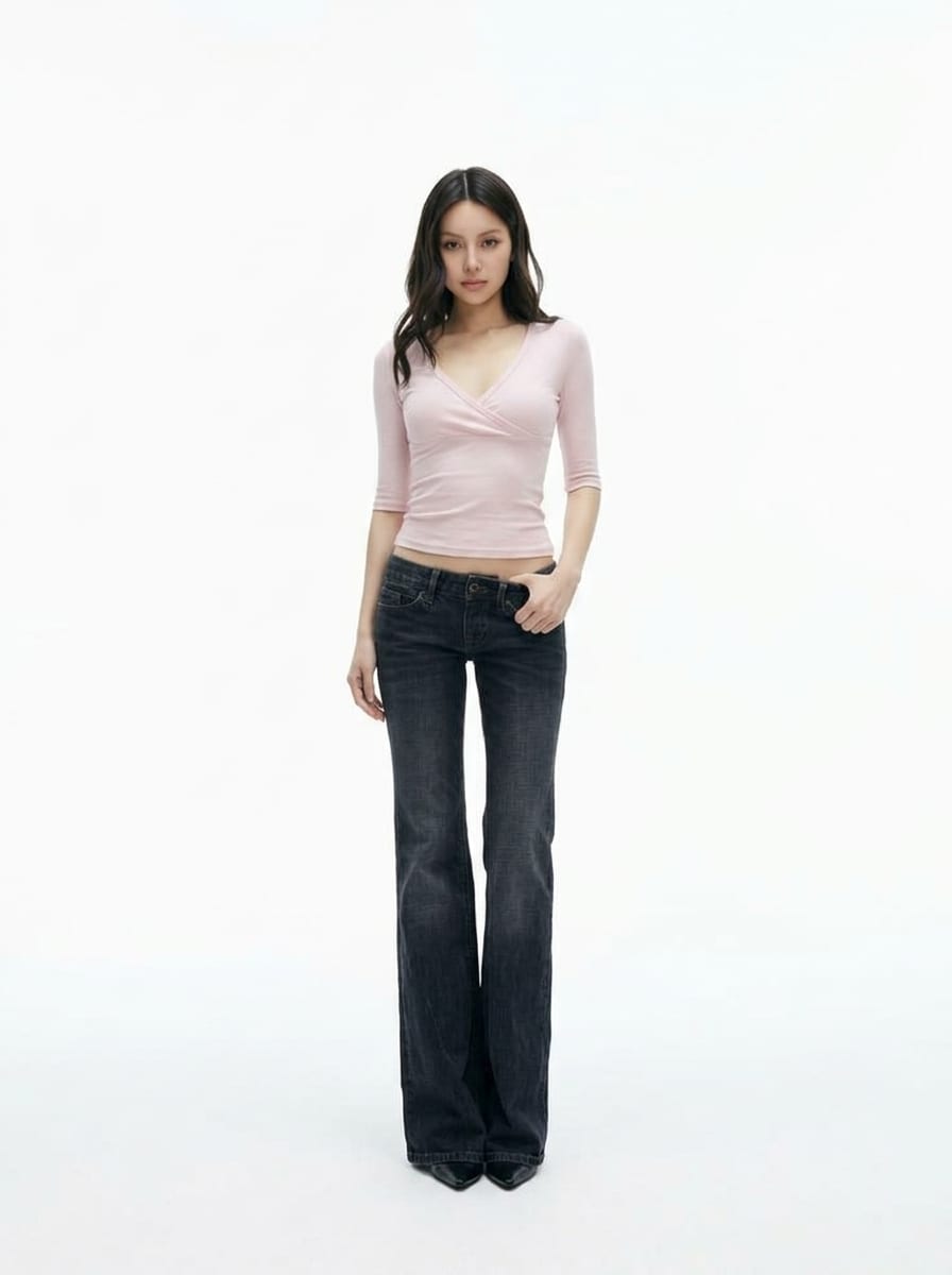 Cross V-Neck Fitted Top